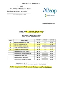 HORAIRES TRANSPORT SCOLAIRE 2021-2022