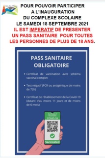 INAUGURATION DU COMPLEXE SCOLAIRE - PASS SANITAIRE OBLIGATOIRE