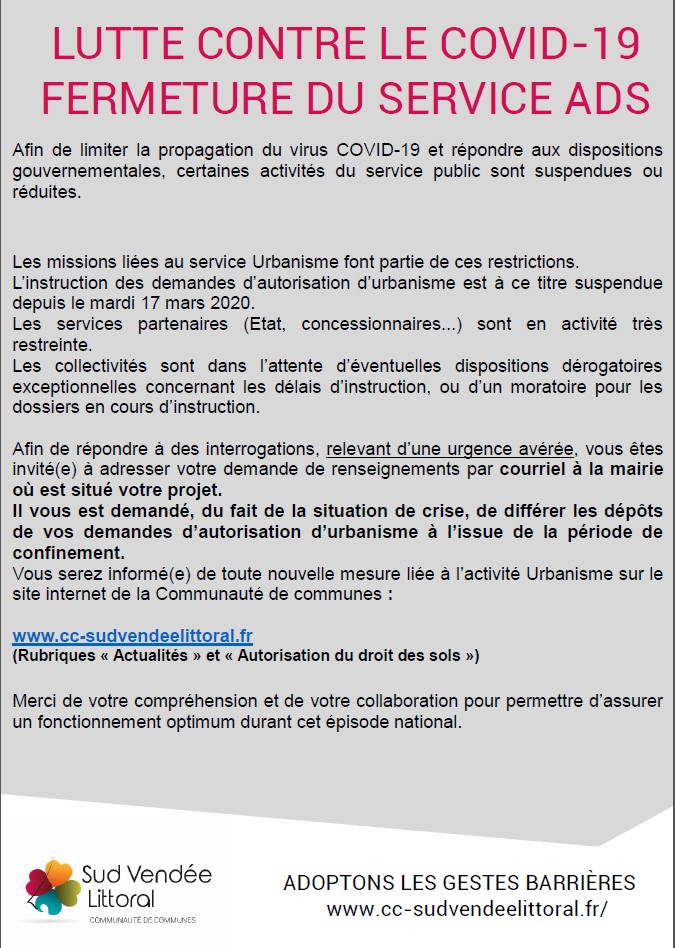 INFOS SUR LE SERVICE URBANISME