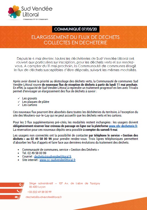 Nouvelles modalités pour la dechetterie