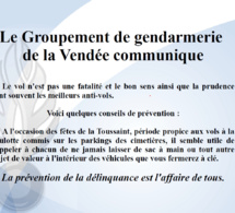 Information du Groupement de Gendarmerie de la Vendée