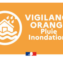 MISE EN VIGILANCE DE NIVEAU ORANGE A LA PLUIE ET AUX INONDATIONS